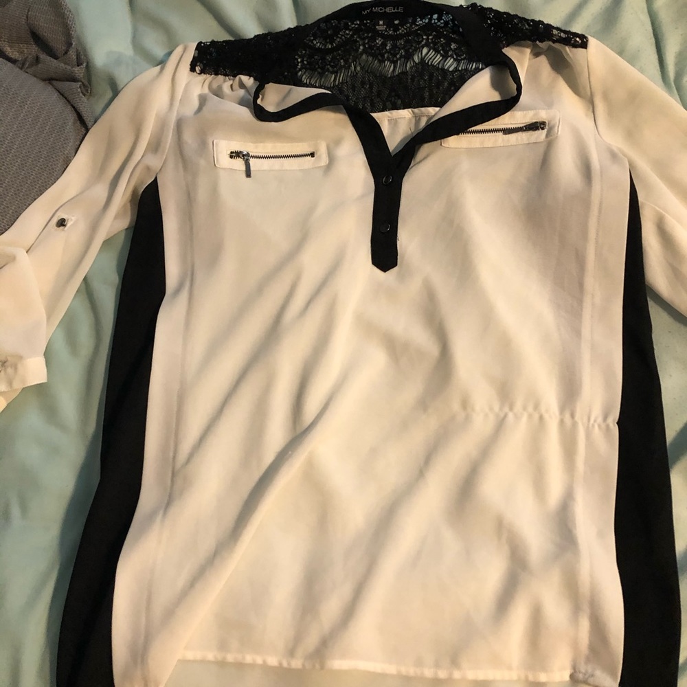 black & white blouse